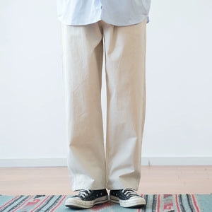 Japanese Retro Solid Loose Straight Trousers