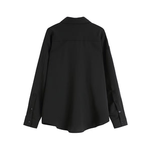 Chain Loose Black Long Sleeve Shirt