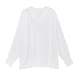 V Neck Long Sleeved Loose Shirt