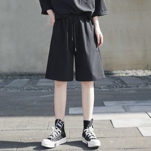 Summer Black Drawstring Loose Pants