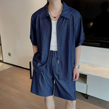 Load image into Gallery viewer, Casual Zipper T-shirt Shorts Two-piece Set
