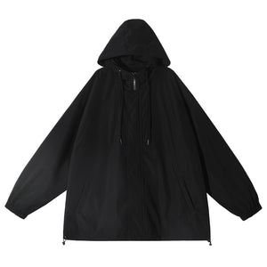 Loose Black Hooded Jacket