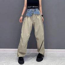 Load image into Gallery viewer, Denim Contrast Patchwork Pants
