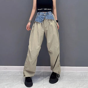 Denim Contrast Patchwork Pants