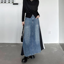 Load image into Gallery viewer, Spliced Denim Loose A-line Skirt
