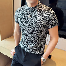 Load image into Gallery viewer, Leopard Print Slim Fit Half Turtleneck T-shirt
