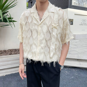 Fringed Raw Edge Short-sleeved Shirt