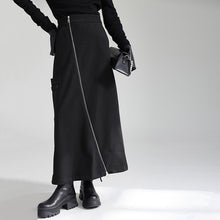 Load image into Gallery viewer, Irregular Long Skirt with Zipper Slit
