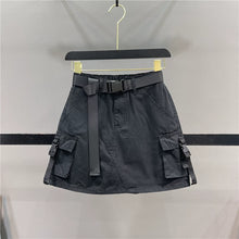 Load image into Gallery viewer, Black High Waist Casual Pocket Hip Skirt
