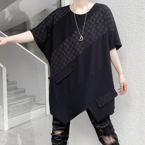 Black loose irregular T-shirt