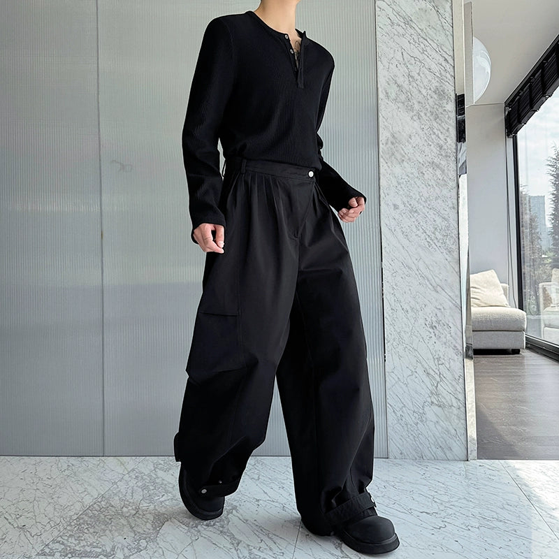 Pleated Silhouette Three-dimensional Workwear Loose Wide-leg Pants