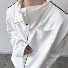 Load image into Gallery viewer, Stand Collar Button Shoulder Pad Shirt
