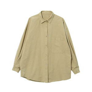 Loose Solid Color Long-sleeved Shirt