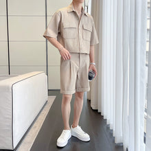 Load image into Gallery viewer, Pleated Simple Shirt and Shorts Set
