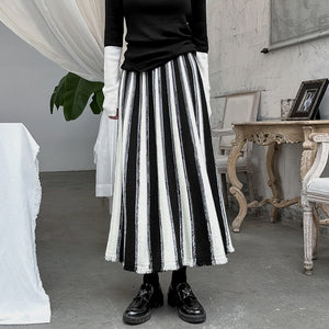 Contrast Color Vertical Striped Loose Skirt