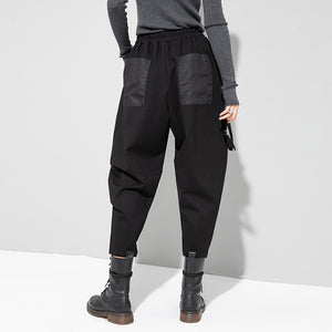 Casual Patchwork Pocket Harem Pants