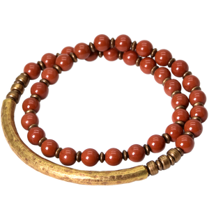 Red Jasper Beads Multi-layer Retro Ethnic Bracelet