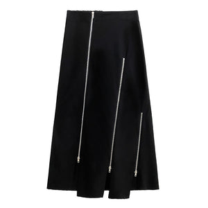 Loose Casual Zipper Slit Skirt