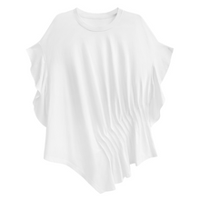 Load image into Gallery viewer, Pleated Irregular Butterfly Sleeves Round Neck T-shirt
