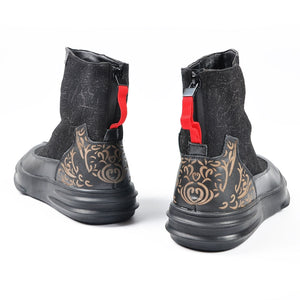 Han Ethnic Retro Style Tang Suit Leather Boots