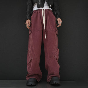 Straight Mid-high Waist Cargo Trousers