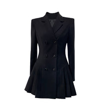 Load image into Gallery viewer, Black Slim Pleated Suit Dress
