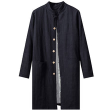 Load image into Gallery viewer, Mid-length Cotton Linen Retro Trench Coat
