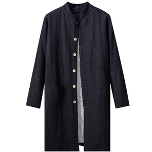 Mid-length Cotton Linen Retro Trench Coat