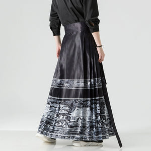 Retro Printed Horse-face Skirt Hanfu