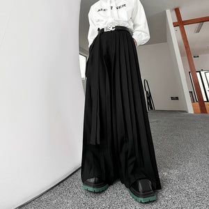 Double Ribbon Pleated Wide Leg Pants