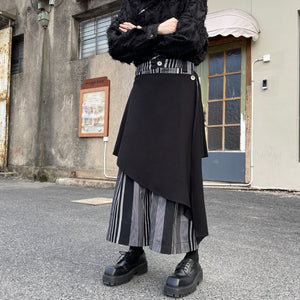 Irregular Patchwork Striped Wide-leg Pants