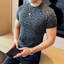 Load image into Gallery viewer, Leopard Print Slim Fit Half Turtleneck T-shirt
