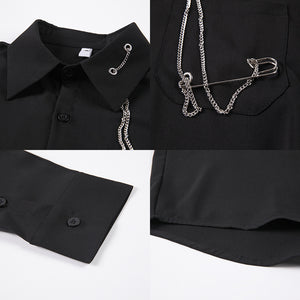 Chain Loose Black Long Sleeve Shirt