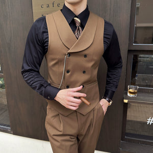 Slim Fit Double Breasted Suit Vest