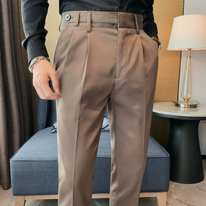 Solid Color Slim Straight Casual Pants