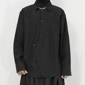 Black Asymmetrical Loose Long-sleeved Shirt