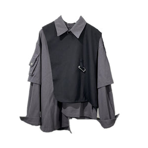 Irregular Fake Two-piece Long-sleeved Shirt