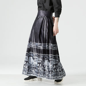 Retro Printed Horse-face Skirt Hanfu