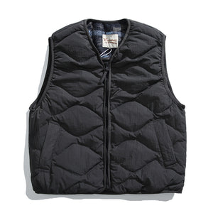 White Duck Down Quilted Plaid Loose Vest