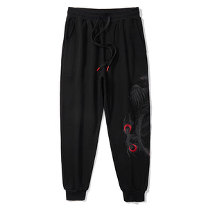 Drawstring Phoenix Embroidered Pants