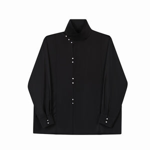 Satin Button Down Adjustable Lapel Shirt