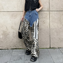 Load image into Gallery viewer, Contrast Leopard Print High Waist Jeans
