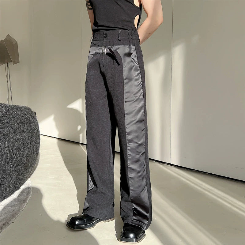 Panelled Straight Wide-leg Trousers