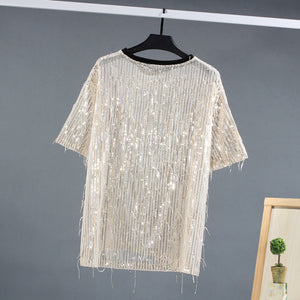 Tassel Sequin Stage Costume T-Shirt