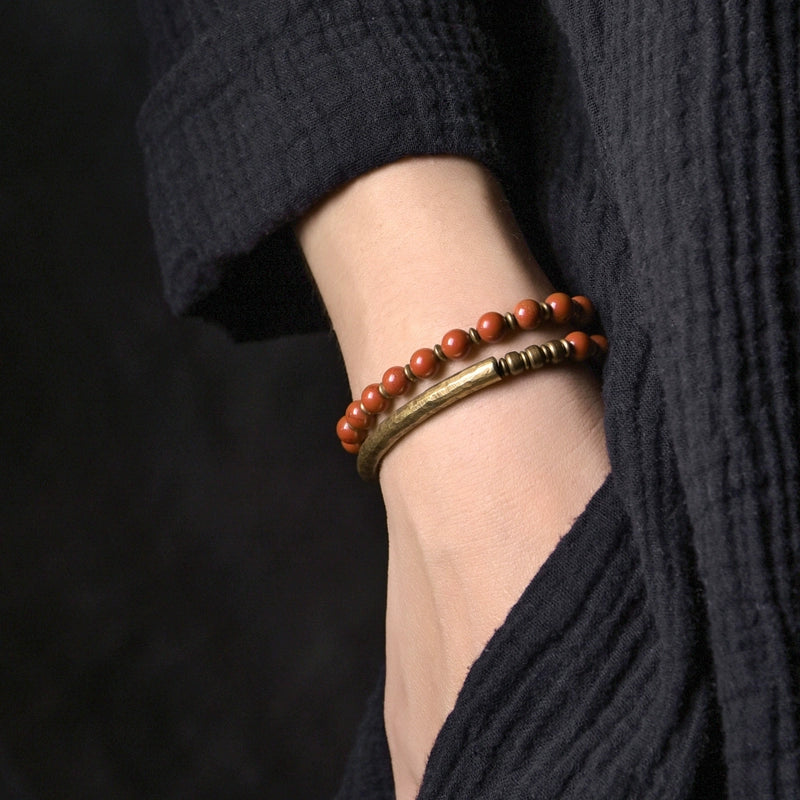 Red Jasper Beads Multi-layer Retro Ethnic Bracelet