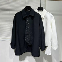 Load image into Gallery viewer, Tie Embellished Casual Long-sleeved Shirt
