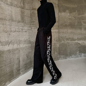 Embroidered Straight Trousers