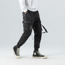 Load image into Gallery viewer, Black Slim-fit Multi-pocket Casual Pants
