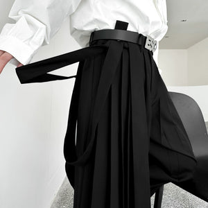 Double Ribbon Pleated Wide Leg Pants