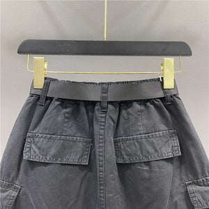 Black High Waist Casual Pocket Hip Skirt